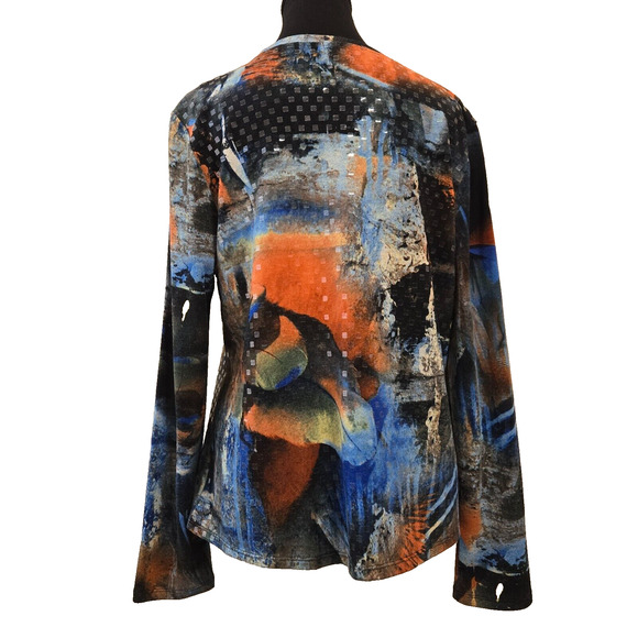 Erin London Woman's Casual Clear Shiny Tunic Top Round Neck Long Sleeve Size L - Picture 3 of 8